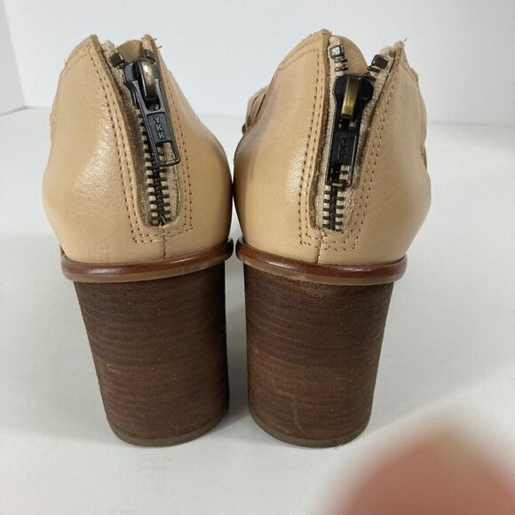 Womens Corso Como Salem Beige Leather Peep Toe Woven Heeled Bootie Shoe 8 - Picture 3 of 10